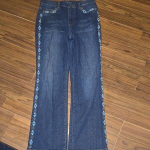 Vtg Y2K Ralph Lauren Bootcut Jeans Southwestern-Style Turquoise Aztec Size 8